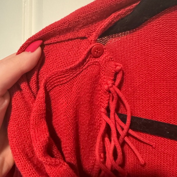 Chico's Red Fringe Shrug Sweater - Picture 6 of 6